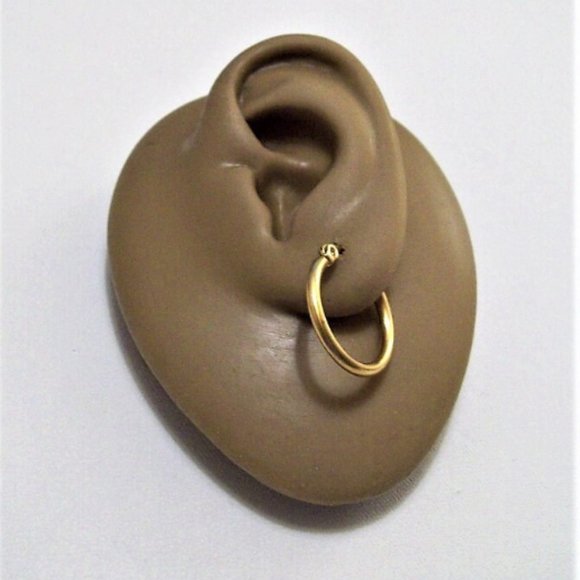 Round Tube 3/4" 18mm Hoops Pierced Earrings Gold Large Thick Band - Picture 5 of 6